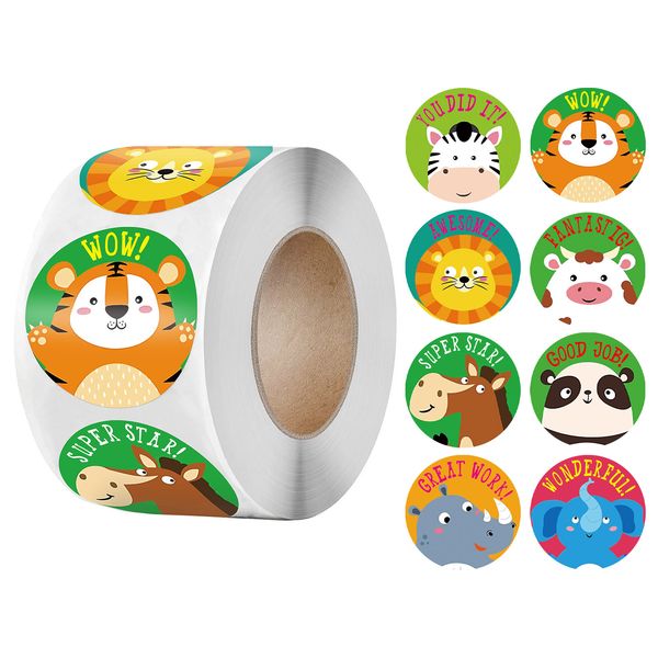 

500pcs cartoon animals stickers for kids classic toys sticker school teacher encouragement reward sticker 8 designs pattern