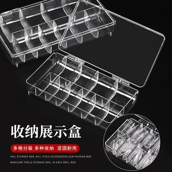 

nail art kits piece storage box 100 pieces 500 display transparent acrylic 10 grid division