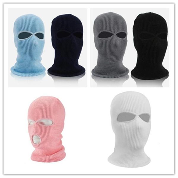 

outdoor hats ski mask knitted face cover winter balaclava full for sports cs three 3 hole knit ha, Black;white