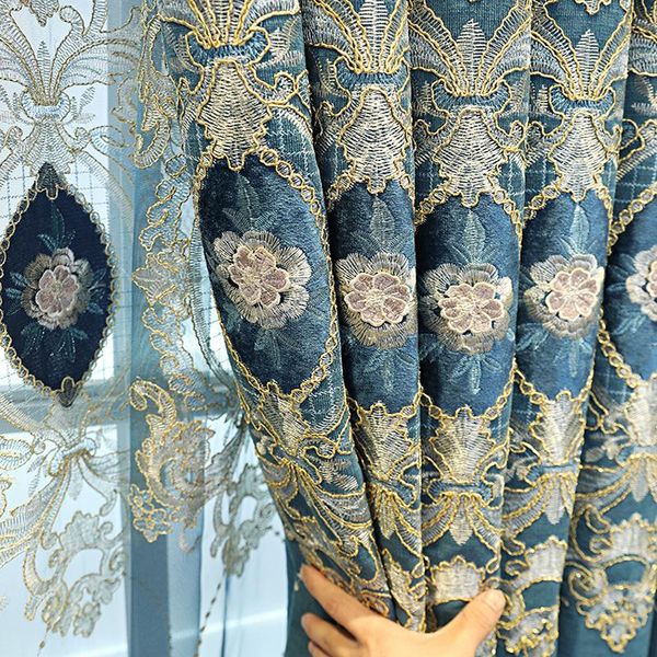 

curtain & drapes european style light luxury high-quality exquisite elegant embroidered embossed chenille for living room bedroom