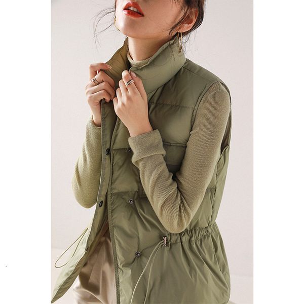 

vests down et 2021 winter coat commuting white duck stand collar waist down vt women's light and thin, Black;white