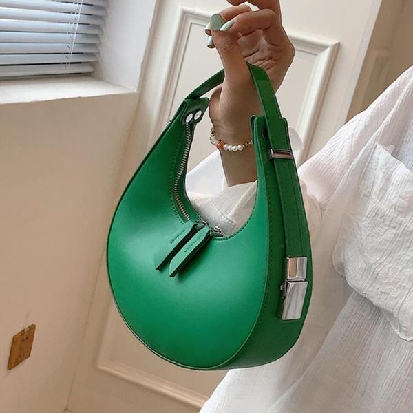 

evening bags small half moon underarm bag 2021 trend pu leather luxury designer women's handbag solid color shoulder messenger purses