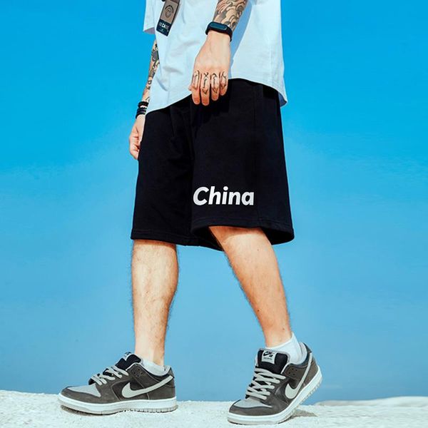 

men's shorts hip-hop fat trendy summer thin straight five-point pants brand sports plus size, White;black