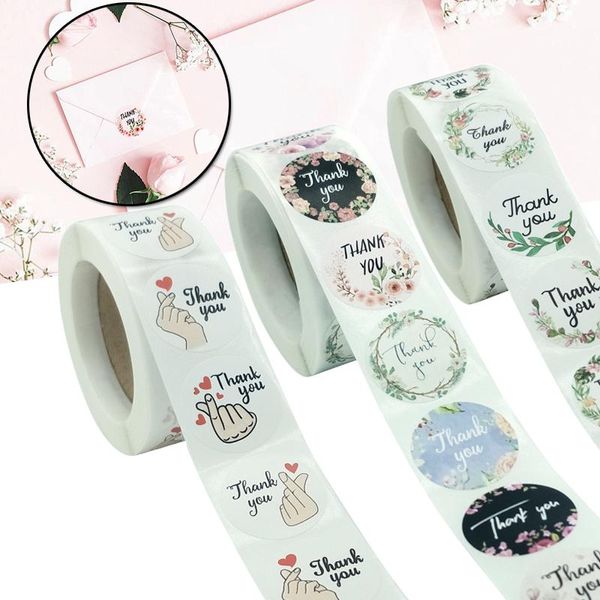 

wall stickers floral thank you roll 500-count round for wedding birthday party favors holiday celebration decoration hr