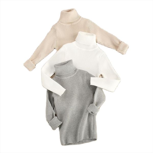 

0 6y autumn winter baby boy girl sweater long sleeve solid color high collar pullover top, Blue