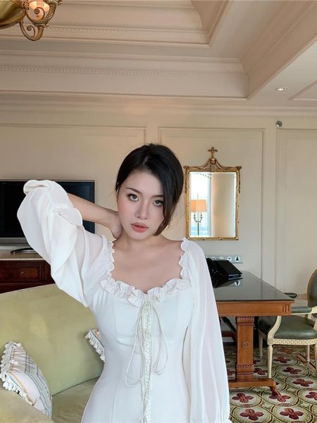 

casual dresses 2021 summer autumn european style court retro slim dress, Black;gray