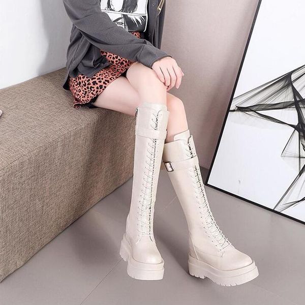 

boots cross-tie inner heightening belt buckle and velvet high-tube platform knight knee shoes 4itk, Black