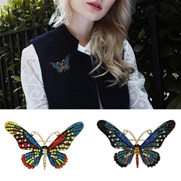 

pins, brooches women brooch rhinestone butterfly shape corsage clip for wedding banquet, Gray