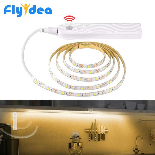 

1m led light strip waterproof pir induction night motion sensor battery powered wardrobe bed bottom smart lamp ip66 strips