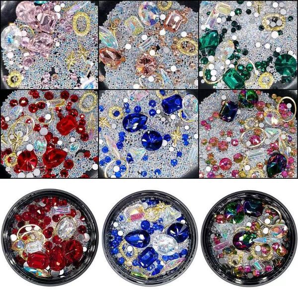 

nail accessories star-moon mix set diamond ornament tip bottom transparent ab crystal glass special-shaped art decorations, Silver;gold