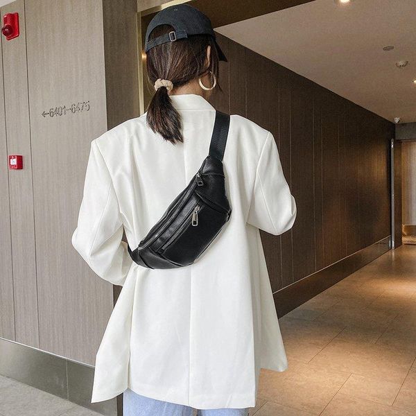 

women wrist bags black pu leather fashion chest bag girls belt 2021 designer small crossbody messenger ladies waist