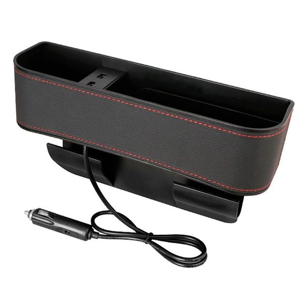 

car organizer -car seat space slit box cups holder storage dual usb for