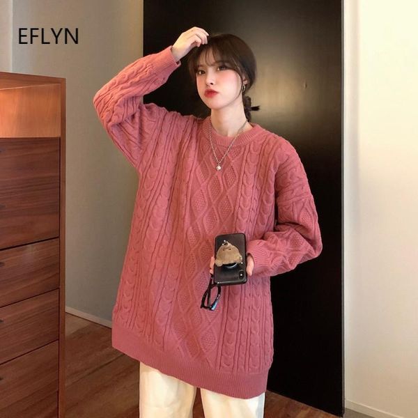

vintage sweater women winter twisted kintted fleece round collar colorful oversize pullover fashion pure color sueter mujer women's sw, White;black