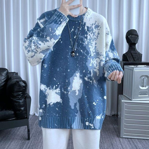 

men's sweaters qiwn sweater men fall loose contrast color casual pullover vintage striped, White;black