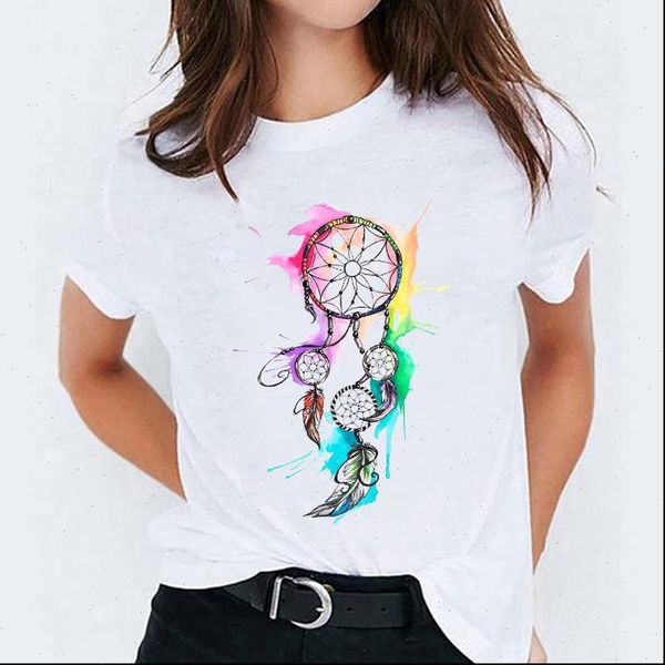 

90s cartoon feather floral fashion women t shirt print graphic tee, White