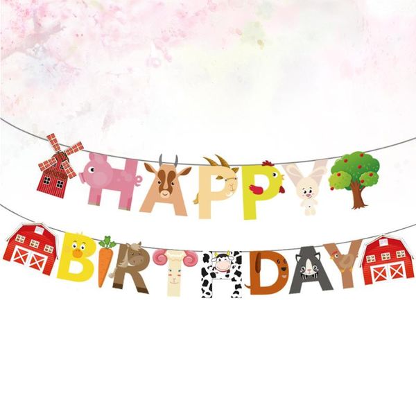 

party decoration farm themed birthday garland animal banner hanging flag ornament