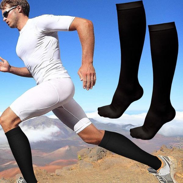

men's socks 1 pair stretch compression men women high tube sock fitness running athletic breathable sports, Black