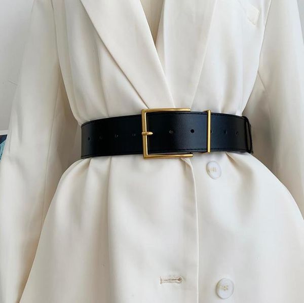 

belts black wide restoring ancient ways square pin buckle for women female luxury fashion coat dress decorative good waistband, Black;brown
