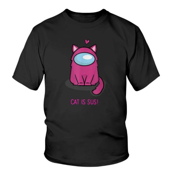 

cute cat astronaut among us cat nerdy girl gamer t-shirt kid shirt girl boy gift, White;black