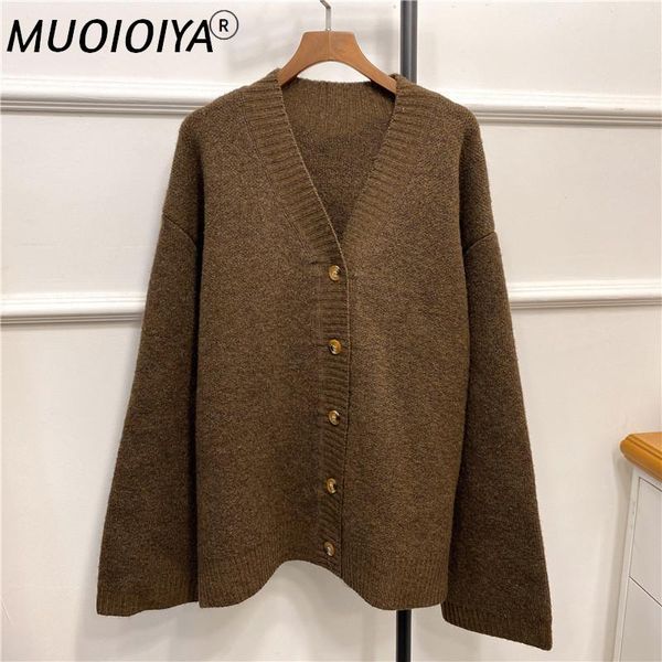 

women's knits & tees 2021 autumn winter sweater women's loose long sleeve v-neck casual knit cardigan and coat with buttons, White