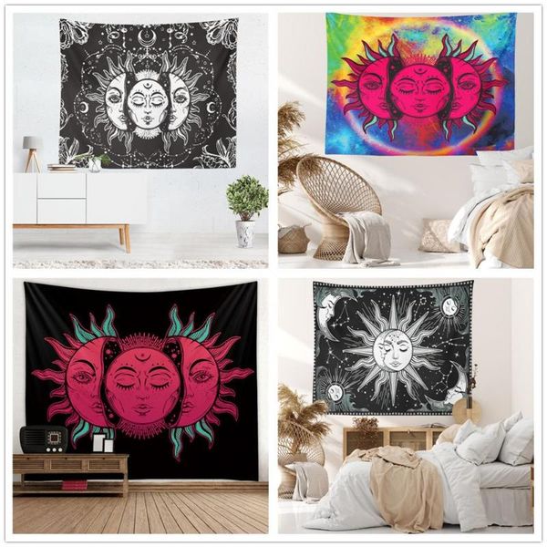 

tapestries factory direct sales european and american style fashion sun moon face color three printing home decoration tapestry hanging