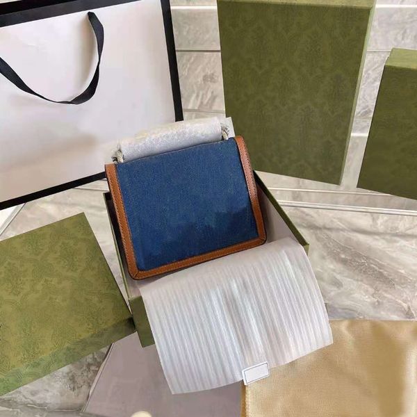 

shoulder bags fashion ladies mini flip wallet denim design bag luxury retro printed leather crossbody tote bag wholesale with box