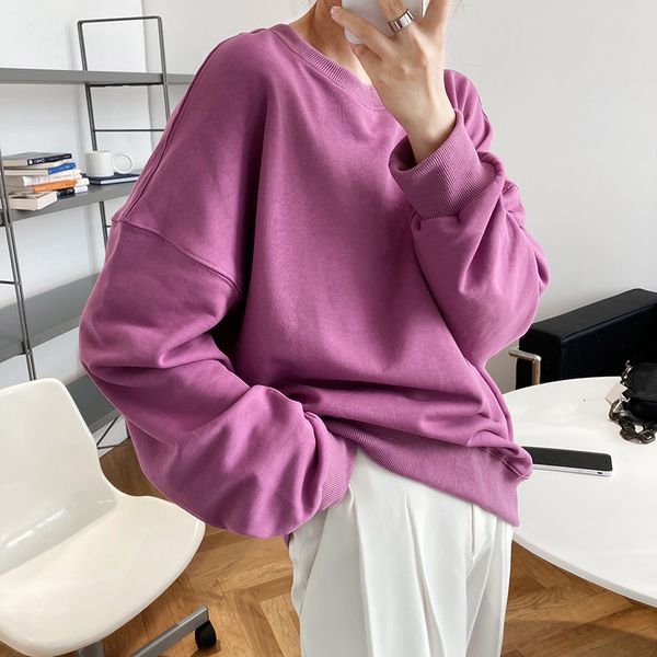 

women's hoodies & sweatshirts vintage loose o-neck sweatshirt casual cotton bf style pullovers femme ucn0, Black