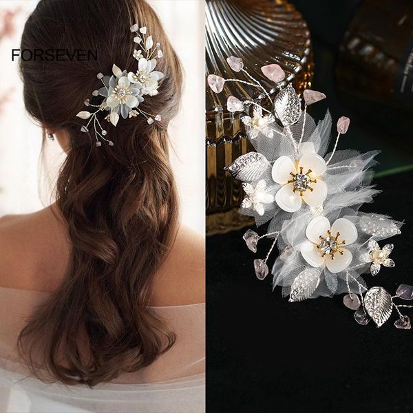 

hair clips & barrettes flower headgear bridal wedding jewelry accessories comb inserting woven leaf sl, Golden;silver