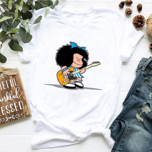 

paz mafalda or quiero womens t shirts cafe printed harajuku tshirts clothing camisas mujer girls tee shirt, White