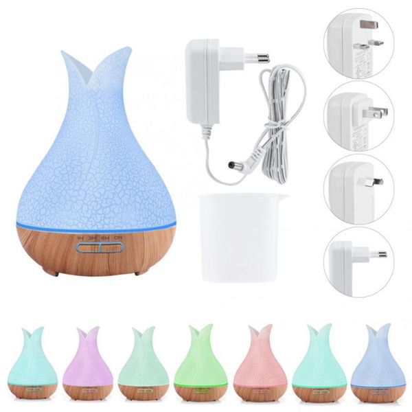 

400ml wood grain air humidifier aroma essential oil diffuser with 7 color changing lights for office home 100-240v humidifiers