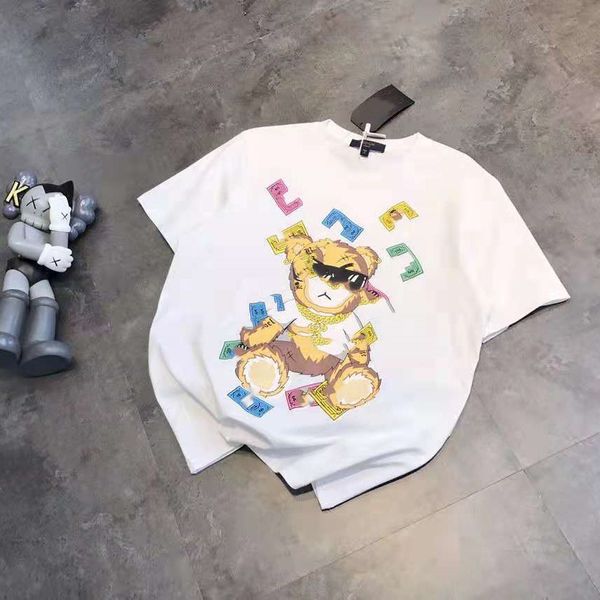 

design clothing summer 2021 new fashion happy printed short sleeve t-shirt for men and women casual loose 070902, White