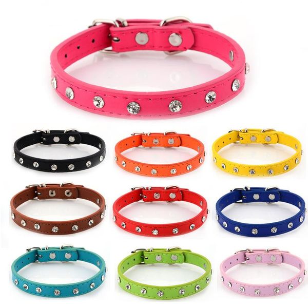 

cat collars & leads pet cats diamond necklace for pu collar small dogs accessories pets supplies xxs xs s m chihuahua