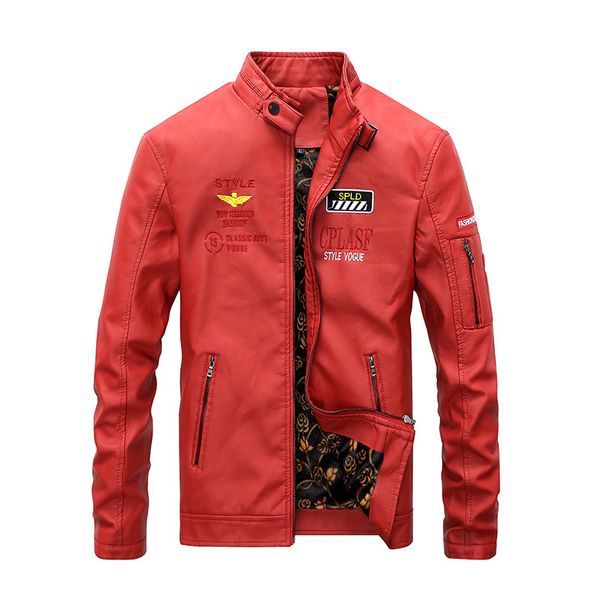 

Fashion Jacket Large Men's Leather Autumn Pu Wear, Red