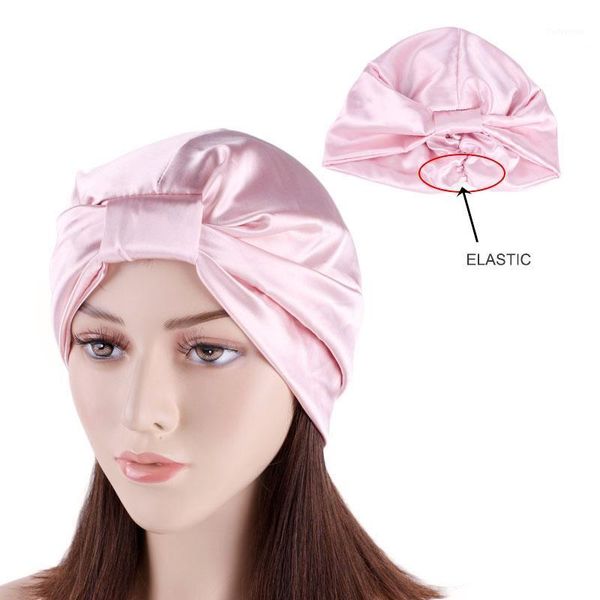 

women elastic silky satin bonnet salon sleep cap turban curly hair head cover chemo hat beanie wrap accessories1