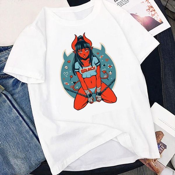 

summer horror demon satan womens t shirt death horrible printed grim reaper, White