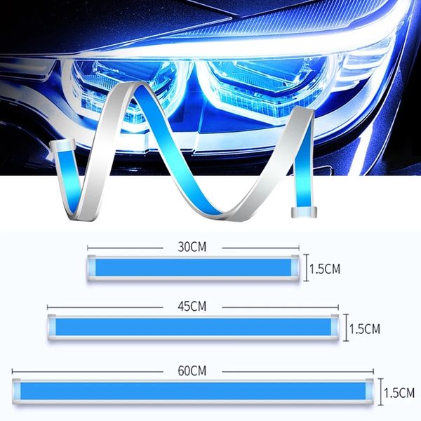 

car drl led daytime running lights strip flexible flowing lamp auto headlights waterproof styling external turn signal light 2pcs 30cm 45cm