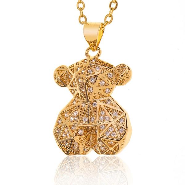 

pendant necklaces andshiny 2021 autumn winter necklace for women exquisite fine bear charms cute panda neck men jewelry, Silver