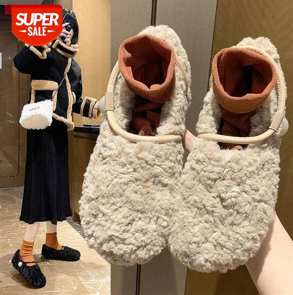 

hairy shoes women wear bowknot all-match peas two-wear flat casual #pm01