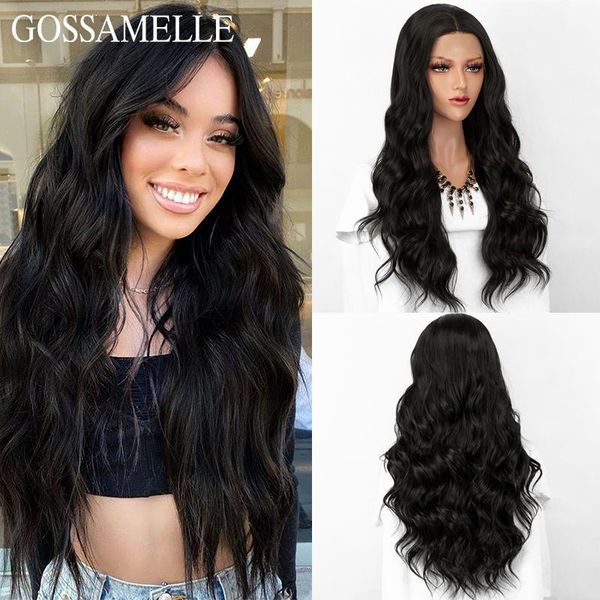 

synthetic wigs gossamelle black lace front wig for women body wave with natural hairline long cosplay