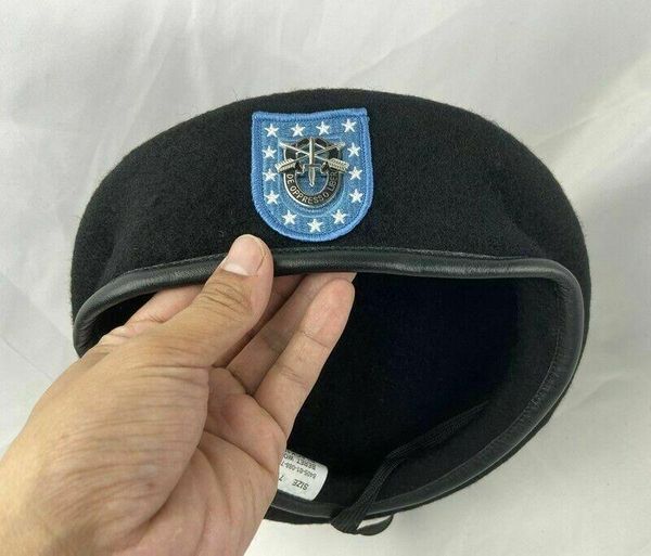 

berets us army infantry regiment black wool beret special forces sf badge military hat, Blue;gray