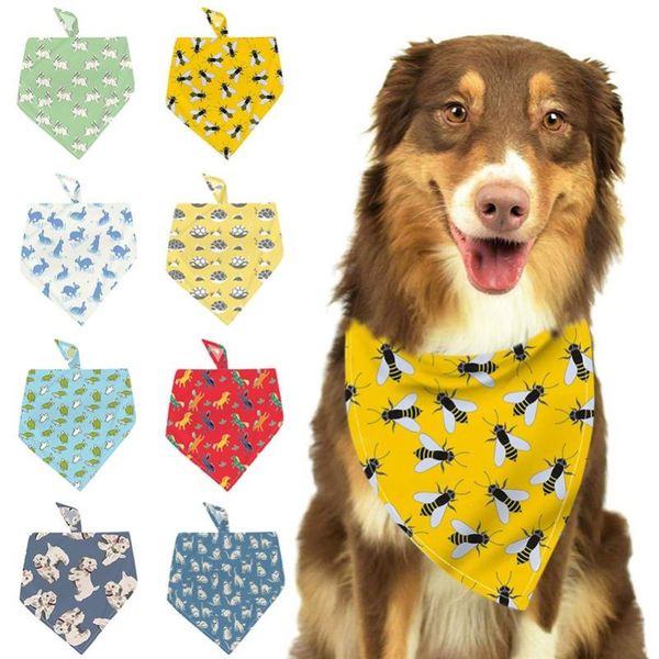 

dog apparel bandana scarf cute animal printed pet cat bibs washable bandanas puppy small large dogs grooming products