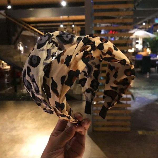 

fashion hair accessories women's contrast color leopard headband middle cross knotted wide-brimmed wild band girl