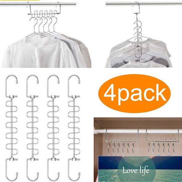 4 Stück Magic Clothes Wonder Metall-Kleiderbügel, Schrankregal, Haken, platzsparender Organizer, Fabrikpreis, Expertendesign, Qualität, neuester Stil, Originalstatus