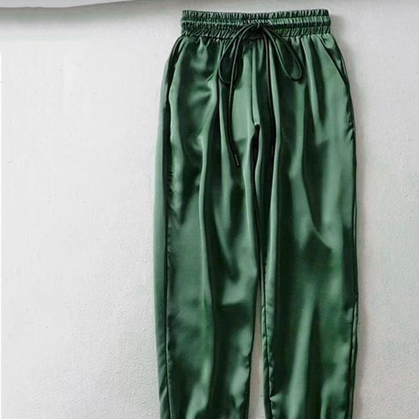 

sweatpants solid satin drawstring women pant trousers loose casual joggers sport drop, Black;white