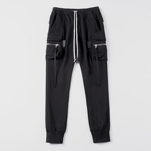 

men's pants high-quality style overalls and women big pocket casual hip-hop drawstring jogging fashion trend wcjg, Black
