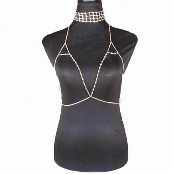 

body chain rhinestone bikini bra necklace body chain set, Silver