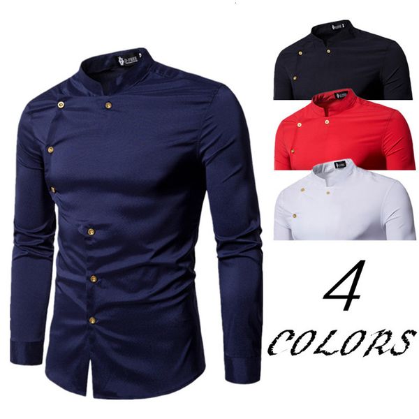 

Men's long color cardigan collar custom shirt tailoring tops, White;black