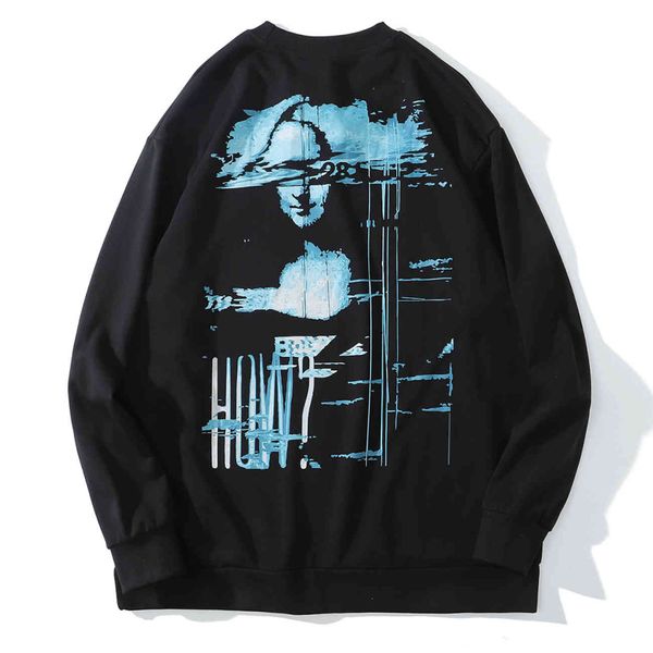 

men's sweaters long-sleeve sweatshirt, round collar, writing on cotton, hip hop style, White;black