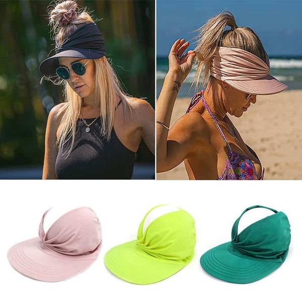 

outdoor hats spring summer hat women's sun visor anti-ultraviolet elastic hollow casual caps arrival support wholesale, Black;white