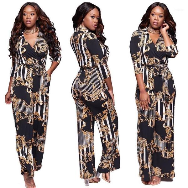 

fashion women full sleeve office jumpsuit lady bandage v neck slim casual flower print autumn romper mujer1, Black;white